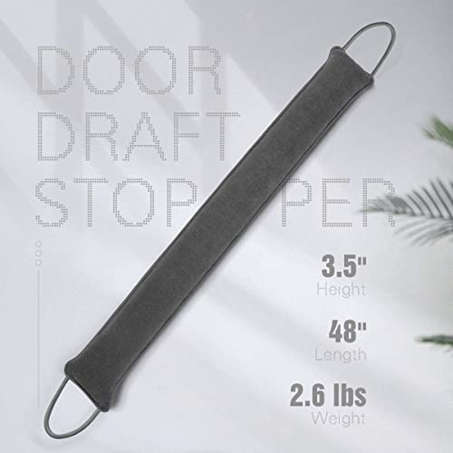 Door Draft Stopper, 48 Inch Weighted Under Door Noise Cold Air Blocker, Heavy Duty Sound Proof Draft Guard Gap Snake for Bottom of Doors and Windows (Gray) - size: 48in