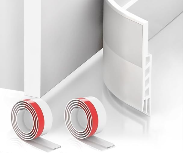 Door Draft Stopper, Under Sweep for Bottom of Door, Weather Stripping Seal, Garage Window Blocker for Noise and Cold Air, Installs Quickly and Easily, White 2" W x 39" L (39" L - 2 Pack) - size: 39" L-2Pack