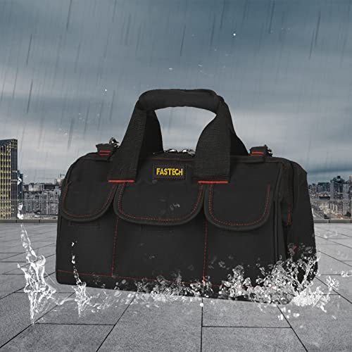 FASTECH 20-inch Heavy Duty Tools Bag with Wide Mouth for Tool Storage, Carrier and Organizer, Tote Bag for Men, Wide Mouth Tote Bag With Inside Pockets (20 Inch) - size: 20IN