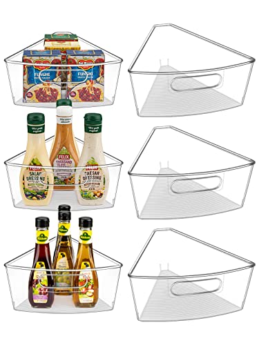 JEISSLIA Lazy Susan Cabinet Organizer Bins for 26"/ 28"/ 32" Diameter Corner Organizer, Plastic Cabinet Storage Bin, 1/8 Wedge - Food Safe, BPA Free, with Non-Slip Pads (for 28" Diameter, 6 Pack) - size: For 28" Lazy Susan- 6 Pack