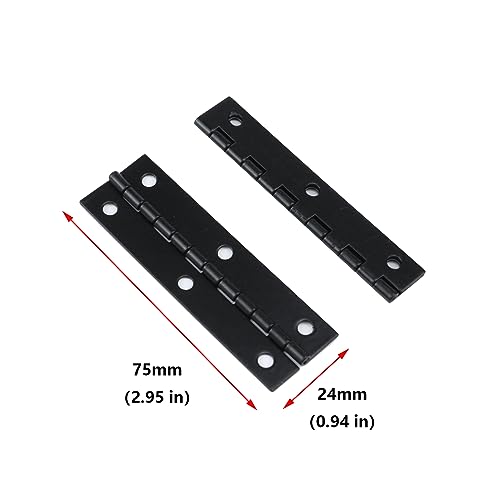 Antrader 2.9" x 0.9" Long Folding Hinges, Cabinet Gate Closet Door Hinge, Home Furniture Hardware with Mounting Screws, Black, Pack of 12 - color: Black, size: 2.9" x 0.9", 12pcs