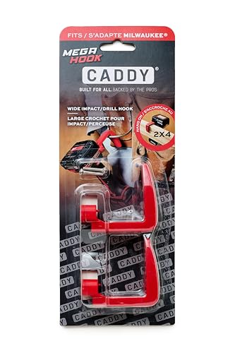 Caddy MEGA Hook - Wide Hooks for Impact Drill | Hang on 2x4, Tool Belt & Ladder - 2-Pack - style: Fits Milwaukee