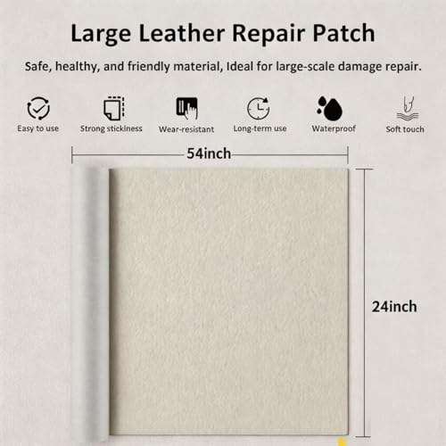 Leather Repair Patch 24x54 Inch, Self Adhesive Leather Repair Tape, Large Vinyl Repair Kit for Sofa Couch Furniture Car Seats, Strong Adhesion Waterproof Scratch Resistant Easy Cut (Beige) - color: Beige