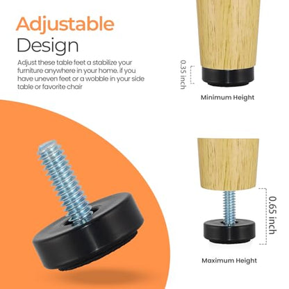 NEWBYTEK 1/4-20 Adjustable Furniture Leveler, 12 Pack Rubber Leveling Feet Screws in Threaded, Feet Levelers Screw On Furniture Glide Leveling for Table, Chair, Furniture Legs - size: 1/4"-20 | Replacement Only (No Nut)