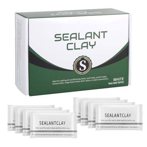 Waterproof Sealant Mastic,Pack of 8 White Seal Putty Waterproof Duct Seal Repair Sealing Clay, Quick Mending Mud for Drain Connection, Wall Hole, Air Conditioning Hole Seal Putty - color: milky white