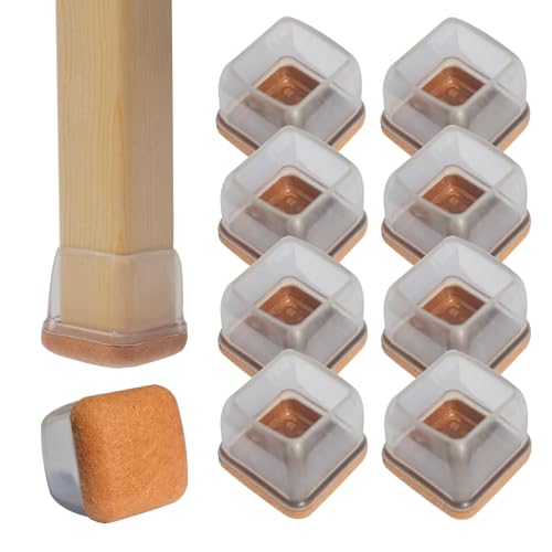 8 Pcs Silicone Chair Leg Floor Protectors for Hardwood Floors - Clear Chair Leg Covers Caps Square Felt Pads for Chair Legs Furniture Feet Floor Protectors, Anti-Scratches and Noise(Fit: 1"-1.4") - size: Medium