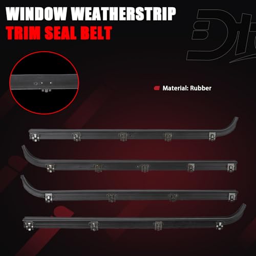 Front Inner Outer Window Molding Sweep Felt Trim Seal Weatherstrip Kit Compatible with Ford Vehicle F150 F250 F350 Bronco 1987-1997 Replace# E7TZ1521452A E7TZ1521453A F2TZ1521456A F2TZ1521457A (4PCS)