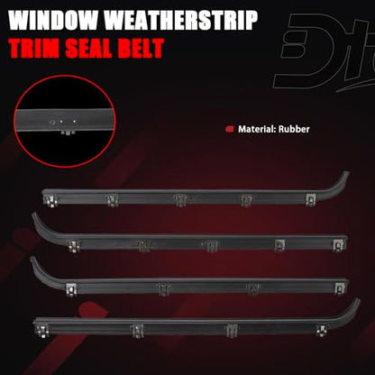 Front Inner Outer Window Molding Sweep Felt Trim Seal Weatherstrip Kit Compatible with Ford Vehicle F150 F250 F350 Bronco 1987-1997 Replace# E7TZ1521452A E7TZ1521453A F2TZ1521456A F2TZ1521457A (4PCS)