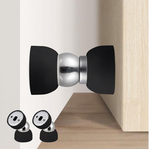 Powerful Magnetic Door Stopper - 2 Pcs Stainless Steel Mini Door Stop, Heavy Duty Magnetism Door Holder for Bedroom, Bathroom, Kitchen, Home, Office (Black) - color: Black