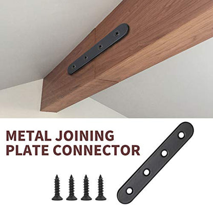Jiozermi 12 Pcs Straight Brace, Flat Brace 3.8” x 0.69”, Stainless Steel Straight Bracket, Mending Joining Plates for Wood, Board, Bed Frame, Furniture & Shelves, Matte Black - size: Black, 3.8” X 0.69”, 12 Pcs
