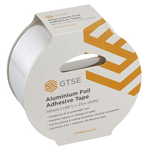 GTSE Aluminum Foil Tape, 1.88 inches x 27 yards (82 ft), Multi-Purpose Silver Adhesive Metal Tape, Ideal for HVAC, Sealing, Insulation, Patching Air Ducts, Metal Repair