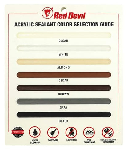 Red Devil 084620 Window & Door Siliconized Acrylic Caulk, Almond, 10.1 oz, Pack of 12, Made in USA - color: Almond, style: Pack of 12