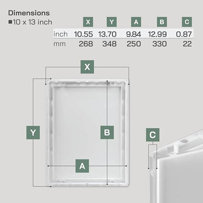 Vent Systems White ABS Plastic Access Panel 10 x 13 Inch (Cut-Out) - Access Door for Drywall, Wall, Ceiling - Electrical, Plumbing Service Wall Hole Cover - Inspection Door - 11 x 13.7 Inch (Outer) - size: 10 X 13 Inch / 250 X 330 Mm