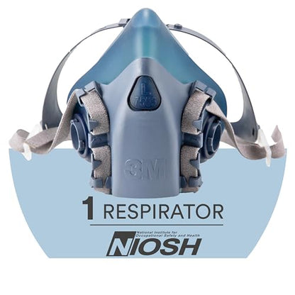 3M Reusable Respirator Half Facepiece 7501, NIOSH, 3M Cool Flow Valve, Dual Airline Supplied Air Compatible, Integrated Dropdown Suspension, Bayonet Connections, For Chemical Handling, Painting, Small - size: Small