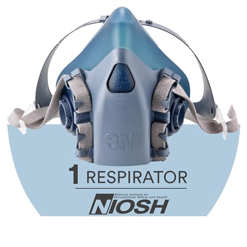 3M Reusable Respirator Half Facepiece 7503, NIOSH, 3M Cool Flow Valve, Dual Airline Supplied Air Compatible, Integrated Dropdown Suspension, Bayonet Connections, For Chemical Handling, Painting, Large - size: Large