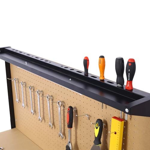 Majnesvon 47" Work Bench, 220 LBS Workbench with Drawers, Tool Bench with 10 Hanging Hooks & Peg Board, Work Benches for Garage (47 INCH) - size: 47 INCH