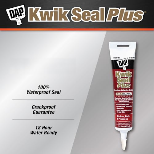 DAP Kwik Seal Plus Kitchen & Bath Adhesive Sealant, Biscuit, 5.5 Oz (7079818539)