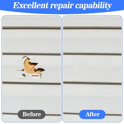 Vinyl Siding Repair Kit - 12 PCS Vinyl Patch Repair Kit PVC White Patches for Mobile Home Skirting Panels and Fence Repair Kit Exterior Wall House Siding Hole Cover