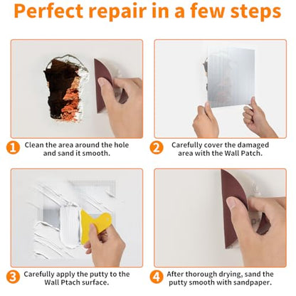 Wall Patch Drywall Repair Kit, 12 x 12 Inch, Self-Adhesive Mesh Patch, Permanently Repairs Damaged Large Walls Hole and Ceilings - size: 12in