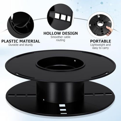 NUOBESTY Wire Spool Cable Reel Organizer, 7.87 in Black Storage Wheel Empty Plastic Extension Cord Reel for Cords, Rope, Ethernet, 1KG 3D Printer Filament Respooling, Garage & RV Cable Management