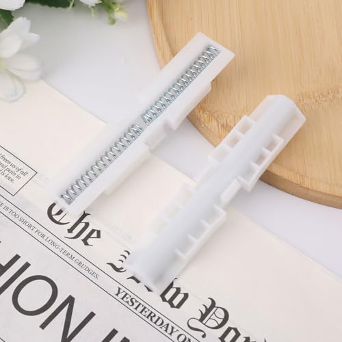 2pcs Bi-Fold Door Slide Guide, Bifold Closet Door Hardware Slide Guide Repair Kit with Spring Folding Sliding Pocket for Top Mount Protect Doors Track Cabinet (White)