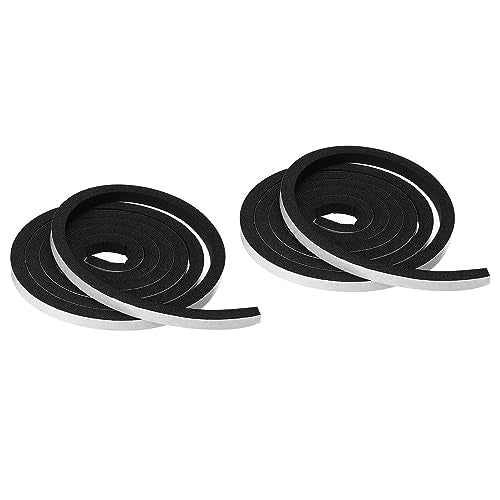 PATIKIL Foam Weather Stripping for Doors, 2 Rolls 3/8" W x 3/8" T Foam Seal Tape Adhesive Insulation Strip for Door Window Air Conditioning, Black(13 Ft Total Length in 2 Rolls) - size: 3/8" W x 3/8" T