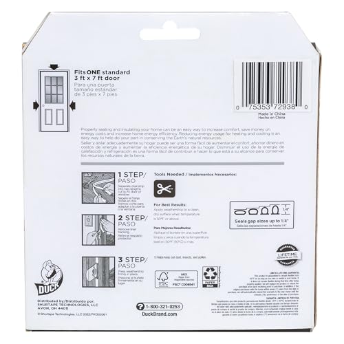 Duck Brand Max Strength Silicone Weatherstrip Seal for Doors and Windows, Self-Adhesive, Fits Medium Gaps from 1/8-1/4 Inches, .31 in. x .25 in. x 17 ft., White (Pack of 6) - size: (Pack of 6)