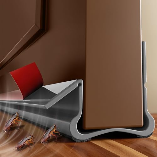 36.6 in Under Door Draft Stopper Reusable Self-Adhesive Door Sweep with Triple Seal Technology Soundproof Felt Flexible Gap Filler for Interior Exterior Doors Noise Reducing Door Seal Gray - color: Gray