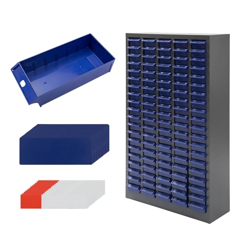 100-Drawer Bolt and Nut Tool Storage Cabinet Without Door, Bolts Bin Shelves Parts Cabinet Hardware Organizer with ABS Drawer & Label Stickers for Workshop Storing Accessories Screws Craft