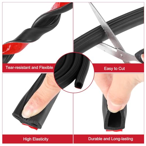 Pangda 26Ft D Shape Rubber Weather Stripping Foam Self-Adhesive EPDM Seal Strip for Noise Reduction Waterproof Dustproof for Cars Boats RVs Windows Doors (3/4" W x 3/4" H) - size: 26ft L, style: 3/4" W X 3/4" H