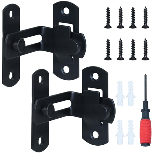 2 Pack 90 Degree Flip Sliding Barn Door Lock Latch, Barn Door Latch, Door Latch Lock, Sliding Door Lock, Cabinet Door Latch for Gate, Pet Door, Bathroom, Vinyl Fence, Cabinet, Backyards - color: A10 2 Pack 90 Degree Gate Latchs