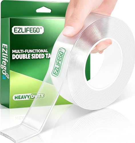 EZlifego Double Sided Tape Heavy Duty, Nano Double Sided Adhesive Tape, Clear Mounting Tape Picture Hanging Adhesive Strips (9.85FT) - size: 9.85 Feet