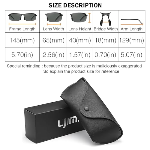 YIMI Polarized Photochromic Driving z87 Sunglasses For Men Women Day and Night safety glasses - color: Black Frame /Deep Black Lens