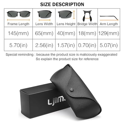 YIMI Polarized Photochromic Driving z87 Sunglasses For Men Women Day and Night safety glasses - color: Black Frame /Deep Black Lens