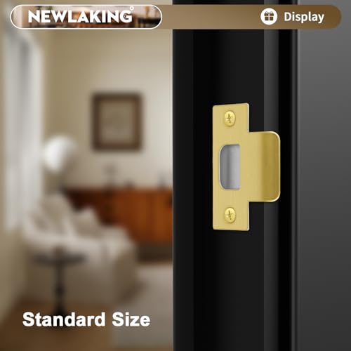 T-Shape Satin Brass Door Strike Plate for Door Frame Repair Kit, 2-1/8'' Hole Spacing, 1 Pack - color: Satin Brass