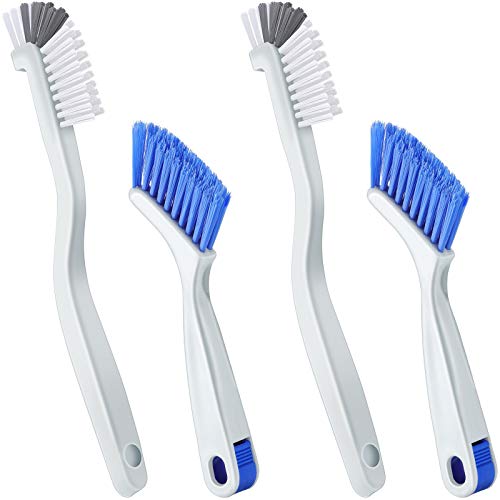 Patelai 4 Pieces Cleaning Brush Sets Small Scrub Brush Household Use for Cleaning Bottle Sink Kitchen Sink Corner Dish Edge Grout Bathroom Sliding Door Window Track(White, Blue) - color: White, Blue