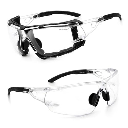 UKNOW Safety Glasses - Anti Fog Wraparound Lenses - Removable Foam Gasket - ANSI Z87.1 Protective Eyewear - Impact Resistant - color: Black