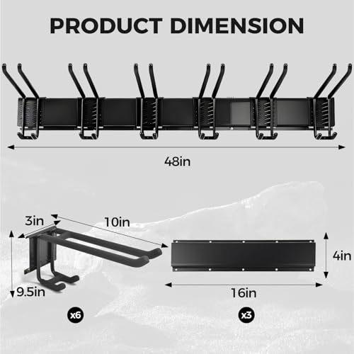 Garage Tool Organizer 48in - Heavy Duty Wall Mount Tool Storage Rack Load 350lb Garage Organization for Mop Rake Broom Shovel Folding Chair - size: 48 inch