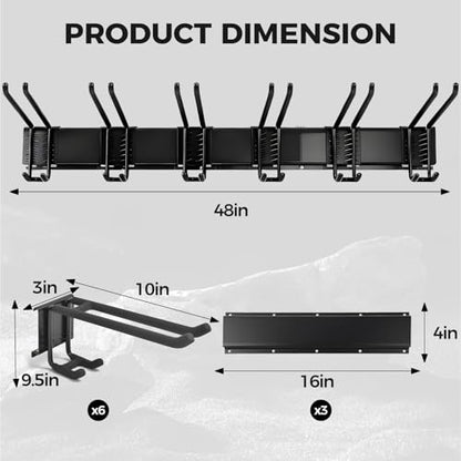 Garage Tool Organizer 48in - Heavy Duty Wall Mount Tool Storage Rack Load 350lb Garage Organization for Mop Rake Broom Shovel Folding Chair - size: 48 inch