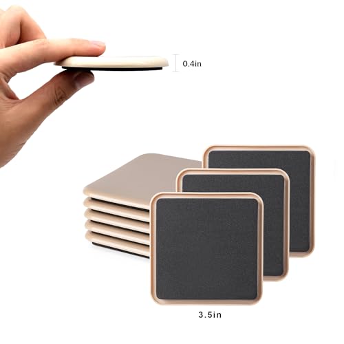 Furniture Sliders, Furniture Sliders Pads for Hardwood Floors, Chair Legs Floors Protectors, Reusable Round Glides Glider, Heavy Duty Furniture Movers Sliders (8 Pcs, 3 1/2 inch，Coffee，Square) - size: 3 1/2" Square-8 Pack Coffee