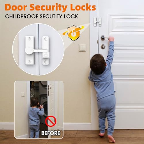 Barn Door Latch, 90/180 Degree Latch, Protect Privacy - Zinc Sliding Latches, Door Security Hardware for Bathrooms, Garages, Bedrooms, Fences, Cabinets (White-2) - color: White-2