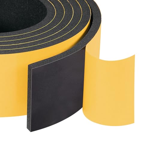 Yotache High Density Adhesive Foam Seal Tape 2 Rolls 2" W X 1/4" T, (New Adhesive Craft) Weather Strip Insulation for RV, Air Conditioning Window, Garage Door, Total 13 Ft Length - size: 2"x1/4"x13 Ft