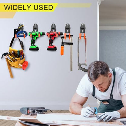 6 Pack Garage Hooks Heavy Duty Storage Organizer Wall Mount Power and Garden Tool Hangers, for Hanging Ladders, Ropes, Hose, Bulk Items - color: Black 6 pack