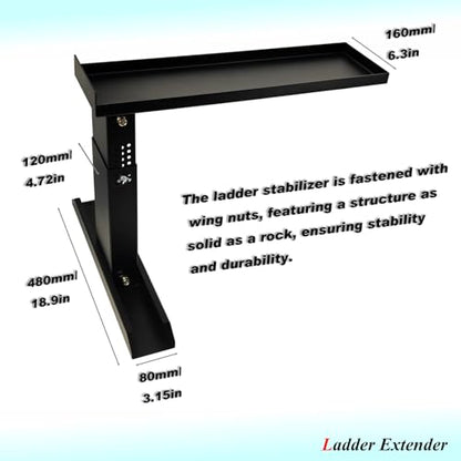 Heavy-Duty Ladder Extender Pro, High Strength Ladder Stabilizer for Stairs, Non-Slip Foldable Ladders Extension Black (ZALD-S01)