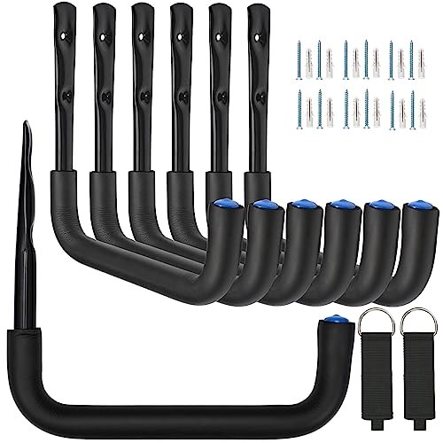 Heavy Duty Garage Storage Hooks, Wall Mount Garage Hanger & Organizer, 9.4Inch Storage Hooks for Garden Tools, Ladders, Bikes, Bulky Items, 6 Pack (‎16G-9.4inch)