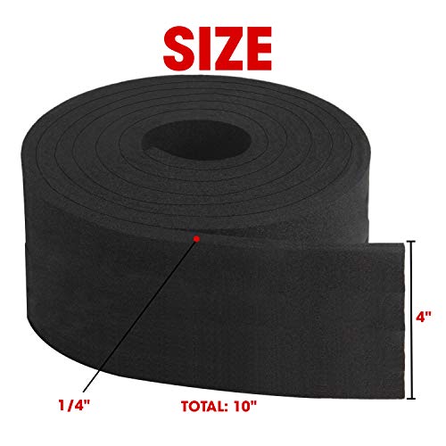 Neoprene Foam Strip Roll by Dualplex, 4" Wide x 10' Long x 1/4" Thick, Weather Seal High Density Stripping – Weather Strip Roll Insulation Foam Strips - 10 Feet Long - size: 4" Wide x 10' Long x 1/4" Thick