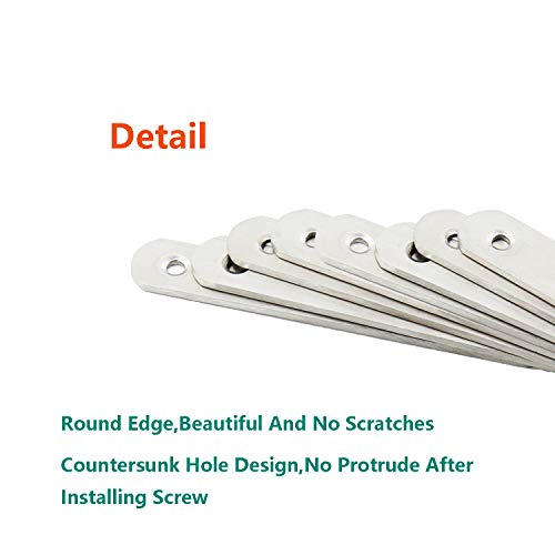4 Pack Flat Mending Plate for Wood,ULIFESTAR Stainless Steel Straight Brackets 250mm / 10" Length 8 Screw Hole Flat Repair Fixing Wood Brace Joining Plates Connector with Fixing Screws - size: ['250x20x3mm']