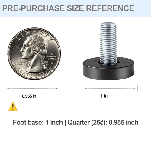 1/4" Thread Leveling Feet, 12 Pcs Adjustable Furniture Feet Threaded Screw in for Table, Cabinets, Chairs, Stool Legs - 1/4" Thread Size (Check Your Hole Before Order)