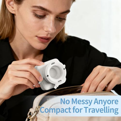 3-Pack Silicone Foldable Charger Cord Organizer – Collapsible Cable Winder & Appliance Cord Holder Compatible with MacBook, PC, USB-C Chargers, and Adapters, Cruise Travel Essentials 2025 (White)