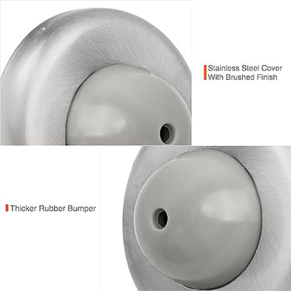 Convex Wall Door Bumper Stop Brushed Satin Nickel – 2-1/2” Outside Diameter Stainless Steel Cover with Bigger 1-1/4” Gray Rubber Bumper – Easy to Install with Screw - color: Convex-Satin Nickel, size: 1 Pack